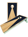 Navy Blue/ Wood Grain Patterned Cornhole Boards