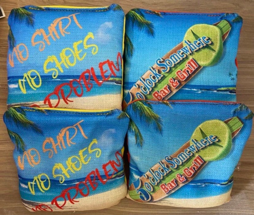 Spilt Margarita in Paradise Cornhole Set, Beach/ Tiki Spilt Design